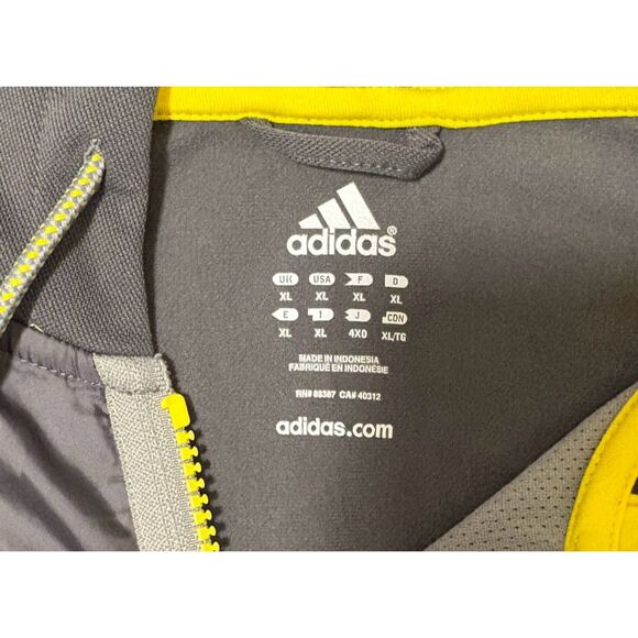 Adidas Jacket XL Gray Nylon Fleece Hooded Windbreaker Gorpcore Activewear - Picture 3 of 8